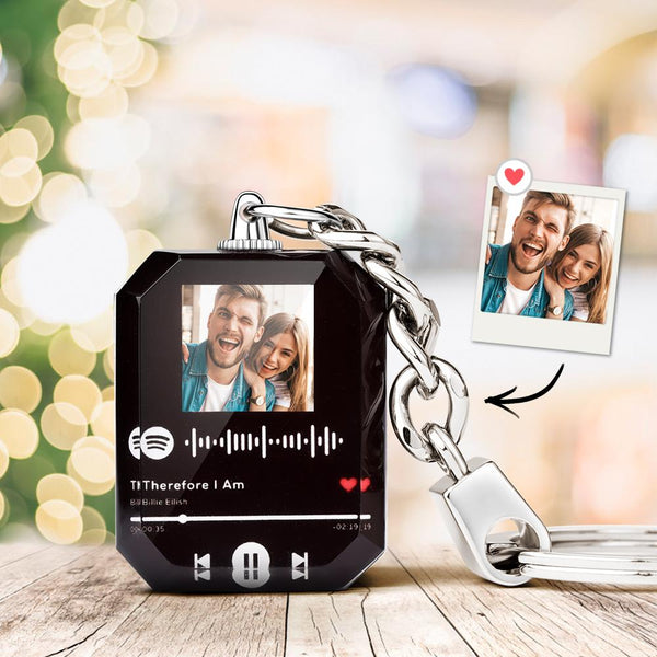 Personalized Spotify Keychain Custom Photo Engraved Spotify Music Plaque Gifts for Him