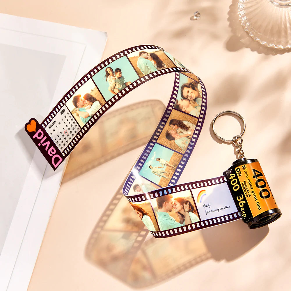 Custom Photo and Name Film Roll Keychain Personalized Camera