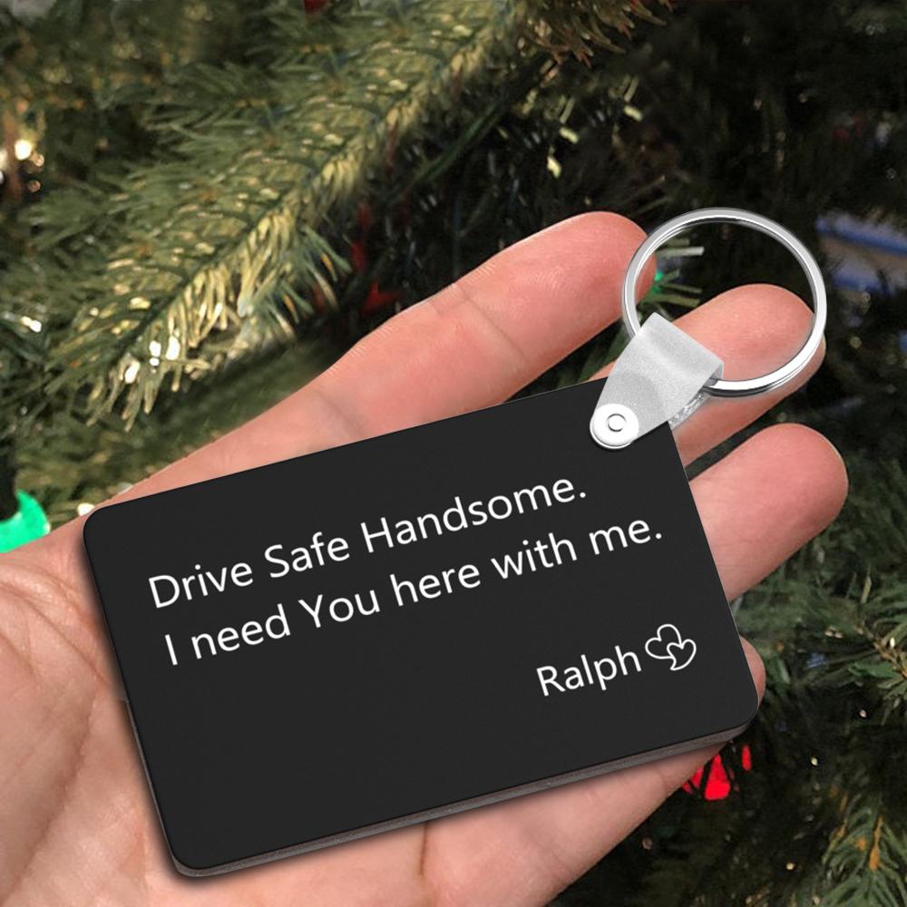 Custom Engraved Keychain Safe Driving Unique Couple Gifts