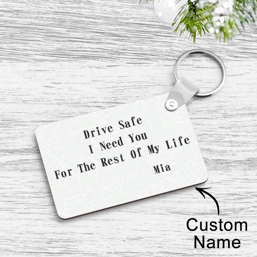 Custom Engraved Keychain Safe Driving Unique Couple Gifts