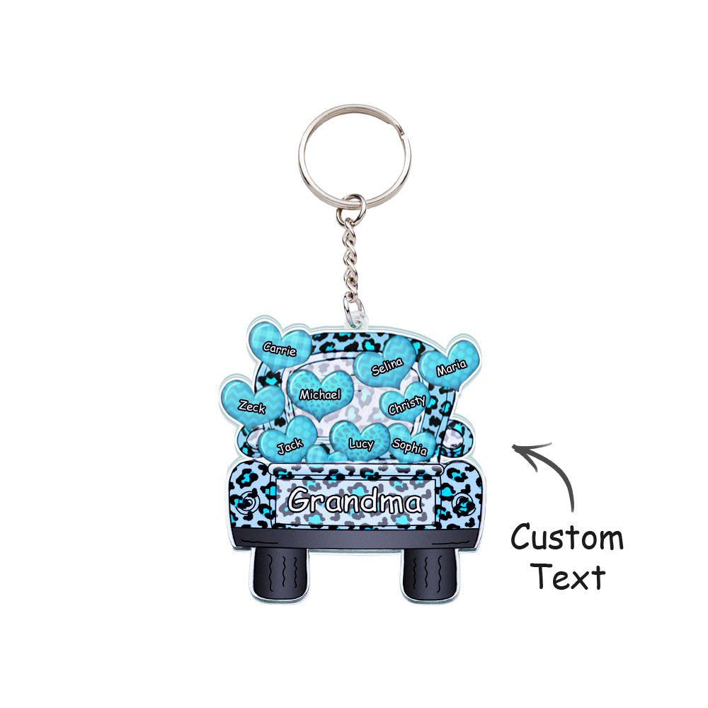Personalized Nickname Truck Loading Heart Acrylic Keychain Christmas Gift Decor Gift Grandma Nana Papa
