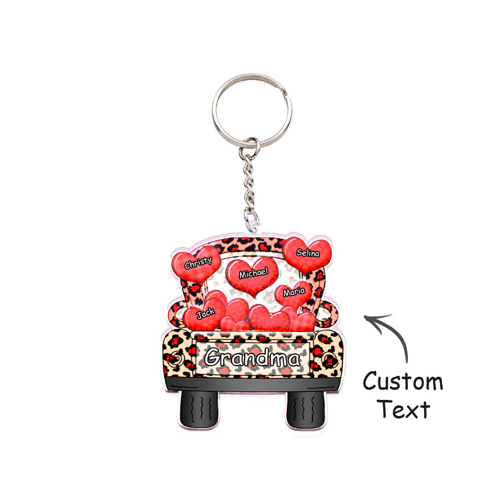 Personalized Nickname Truck Loading Heart Acrylic Keychain Christmas Gift Decor Gift Grandma Nana Papa