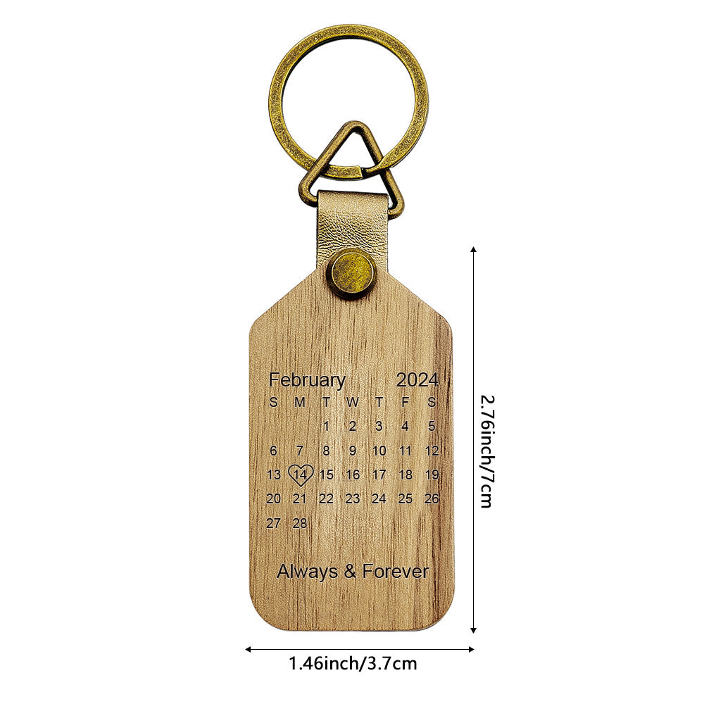 Personalized Calendar Photo Keychain Magnetic Engraved Keychain Valentine's Day Gifts for Him