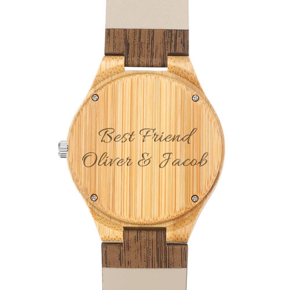 Custom Engraved Wooden Photo Watch Wood Grain Strap