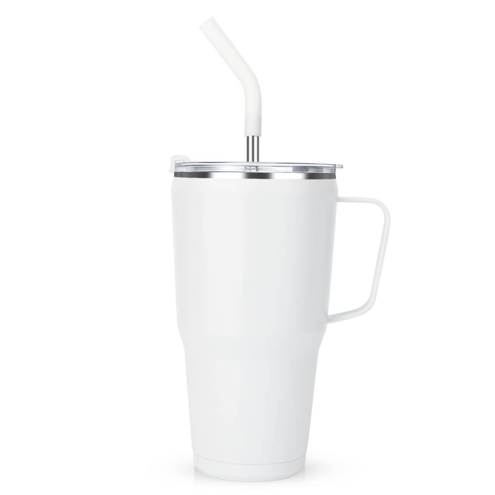 Stainless Steel Insulated Travel Mug with Handle and Straw Coffee Travel Cup for Car Office Home