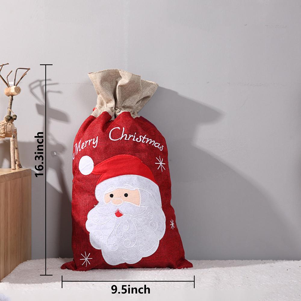 Christmas Gift Bags Santa Claus Sack Linen Xmas Gift Bag Fabric Gift Pouch Christmas Wrapping Swap Gift Bags Wine Gift Bag