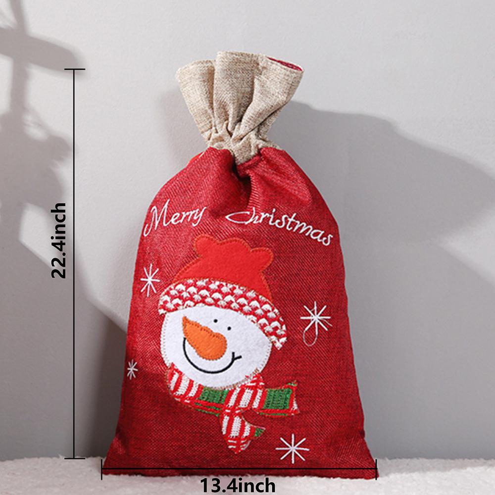 Christmas Gift Bags Santa Claus Sack Linen Xmas Gift Bag Fabric Gift Pouch Christmas Wrapping Swap Gift Bags Wine Gift Bag