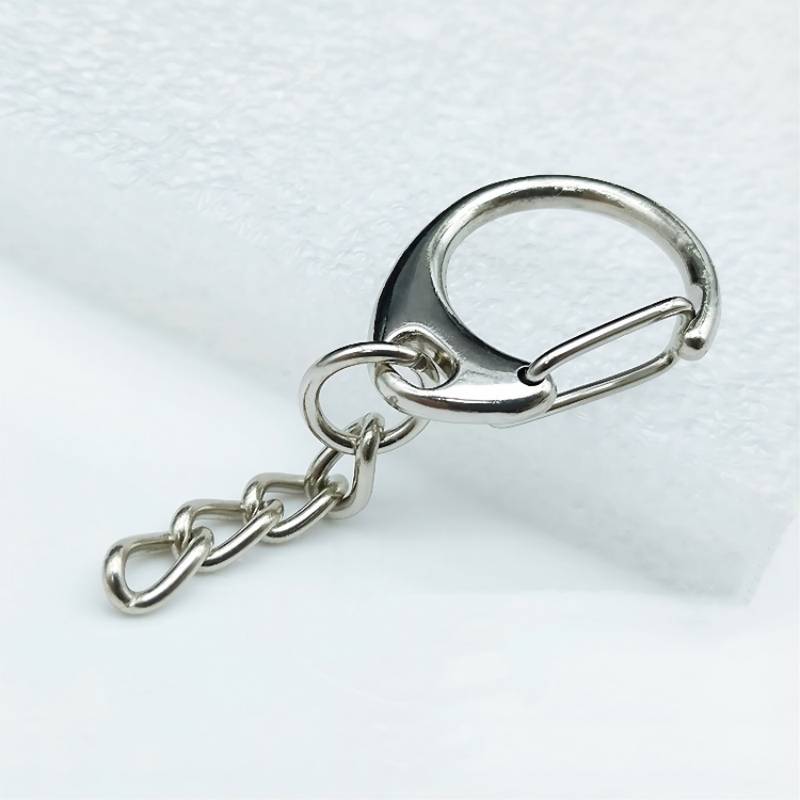Small C-Shaped Buckle Key Ring Spring Snap Key Ring with Chain and Jump Ring