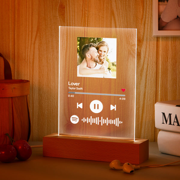 Custom Spotify Night Light LED Frame With Photo Engraved Text Night Light Anniversary Gift  Gift For Husband