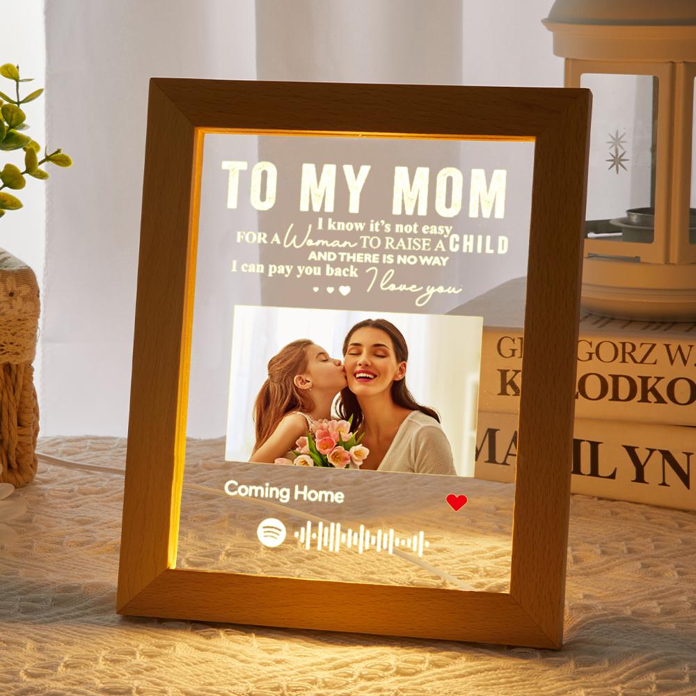 Mother's Day Gift Personalized Spotify Frame Photo Engraved Text Night Light Best Mom Ever Gift for Mum