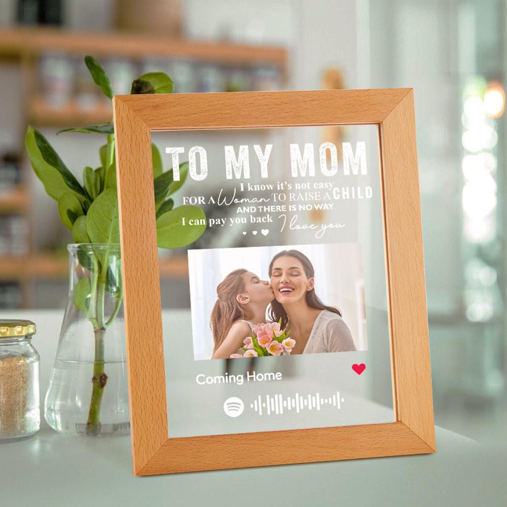 Mother's Day Gift Personalized Spotify Frame Photo Engraved Text Night Light Best Mom Ever Gift for Mum