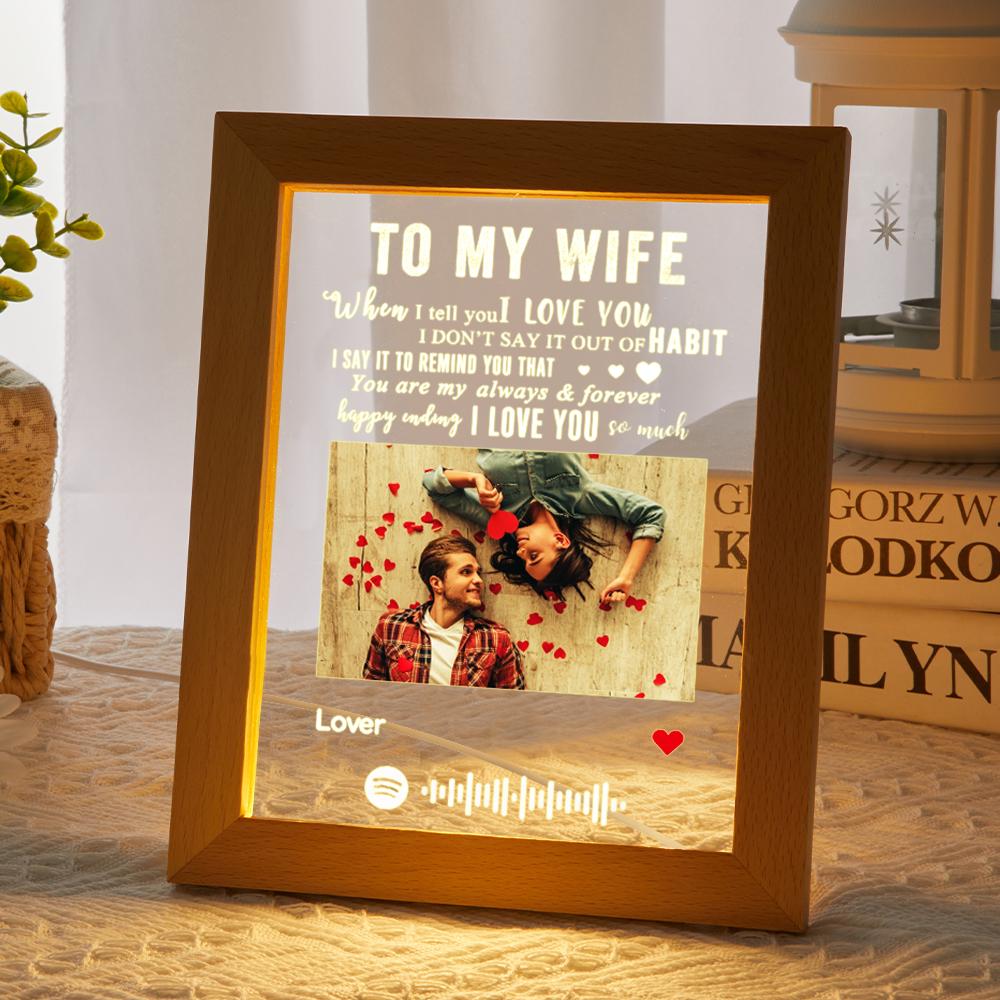 Custom Spotify Night Light LED Frame With Photo Engraved Text Night Light Anniversary Gift