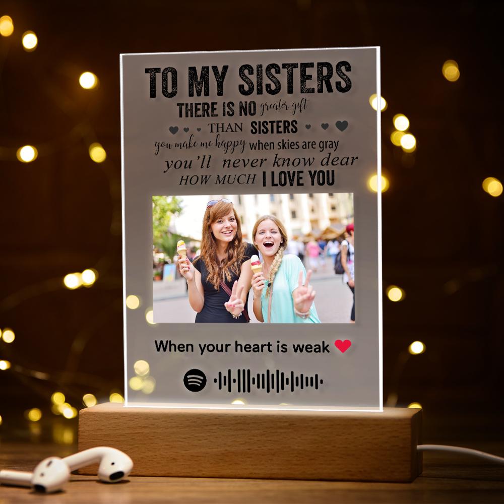 Custom Spotify Plaque Night Light to My Sisters Personalized Lamp Gifts For Sisters
