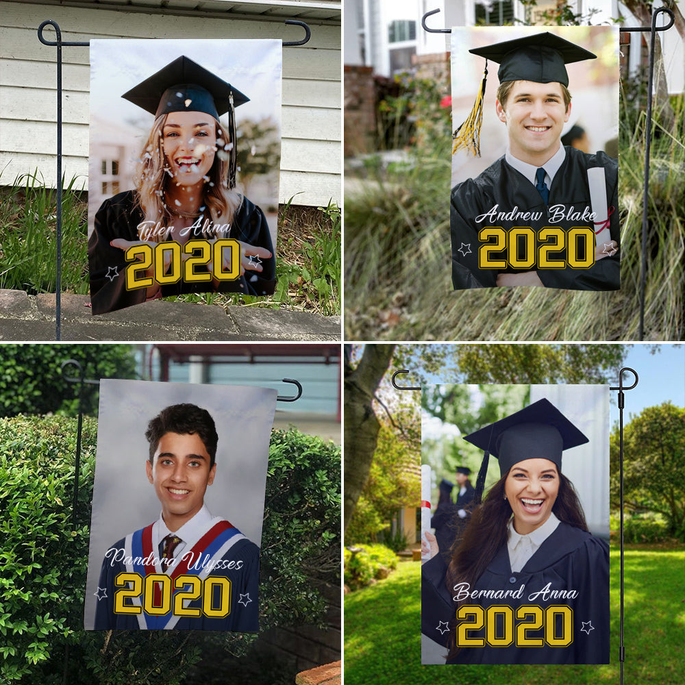 Custom Garden Flag Outdoor Graduation Photo With Your Name Happy Graduation 2021 (12.5in x 18in)