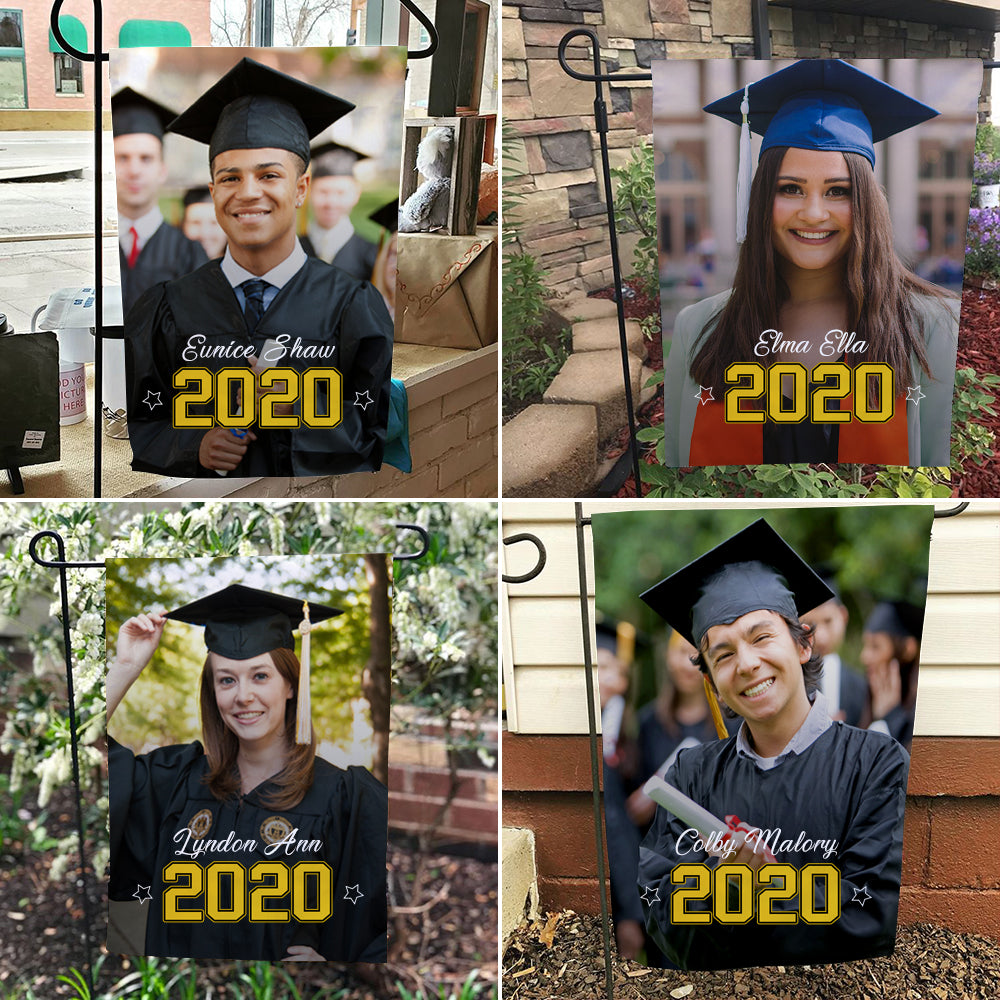 Custom Garden Flag Outdoor Graduation Photo With Your Name Happy Graduation 2021 (12.5in x 18in)
