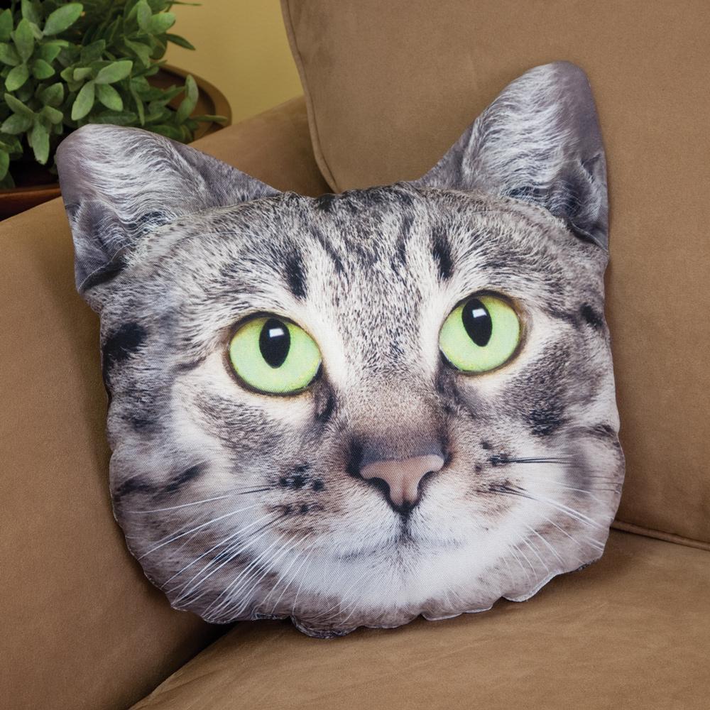 Custom Pet Portrait Face Pillow, Cat Head Shaped Pillow From Photos, Cat Memorial Personalized Pillow